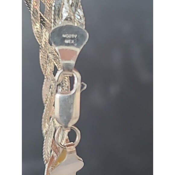 Mexican 925 Sterling Silver Braided Chain Bracelet Vintage - Picture 7 of 10